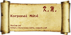 Korponai Máté névjegykártya
